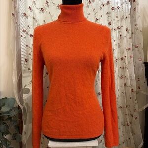 Women’s Orange Cashmere Turtleneck Sweater
